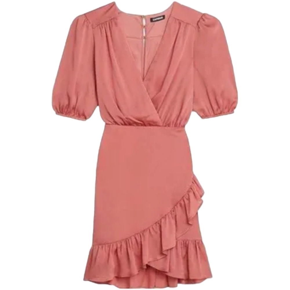 Express Pink Ruffle Wrap Dress